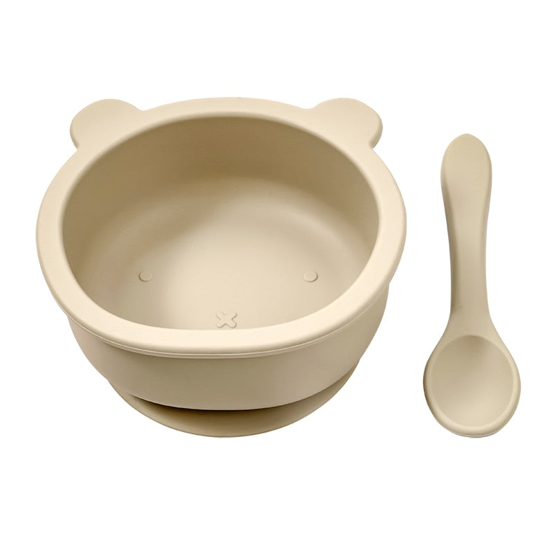 Wholesale New Customized Animal Shaped Bowl Soft Foldable Baby Spoon Food Grade Waterproof  Silicone Baby Tableware