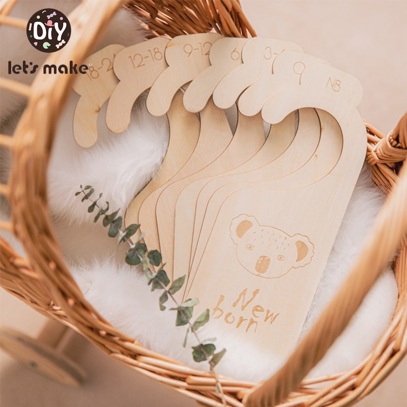 Let&#39;s Make 11pc Newborn 24 Months Baby Closet Dividers Wood Nursery Closet Clothes Organizers Baby Wardrobe Divider New Mom Gift