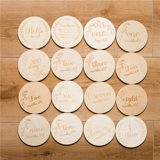 6pcs/set Wooden Baby Milestone Cards Block Baby Photography Milestone Memorial Monthly Newborn Photography Props Set With Box