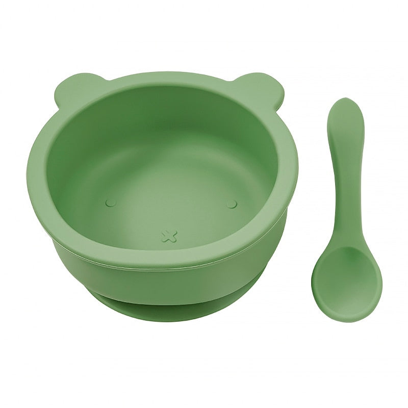 Wholesale New Customized Animal Shaped Bowl Soft Foldable Baby Spoon Food Grade Waterproof  Silicone Baby Tableware