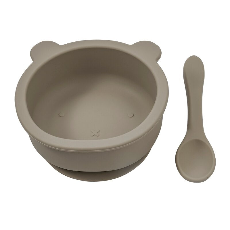 Wholesale New Customized Animal Shaped Bowl Soft Foldable Baby Spoon Food Grade Waterproof  Silicone Baby Tableware