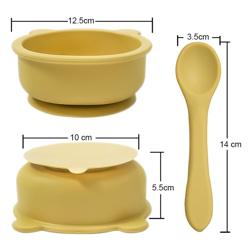 Wholesale New Customized Animal Shaped Bowl Soft Foldable Baby Spoon Food Grade Waterproof  Silicone Baby Tableware